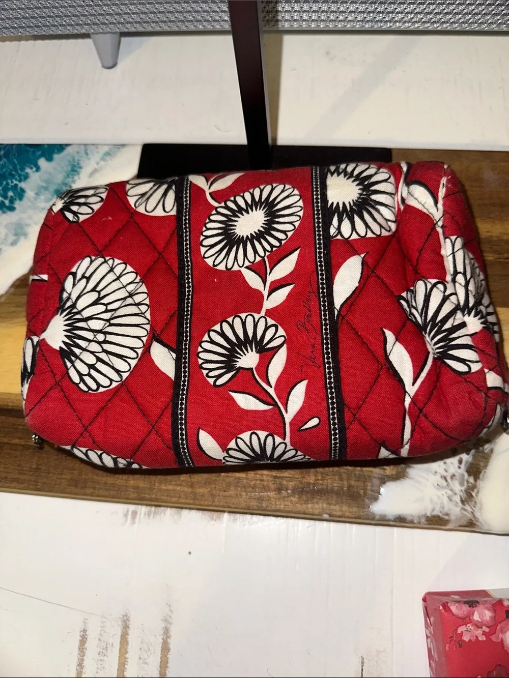 Vera Bradley Red Quilted Floral Kiss-Lock Clutch